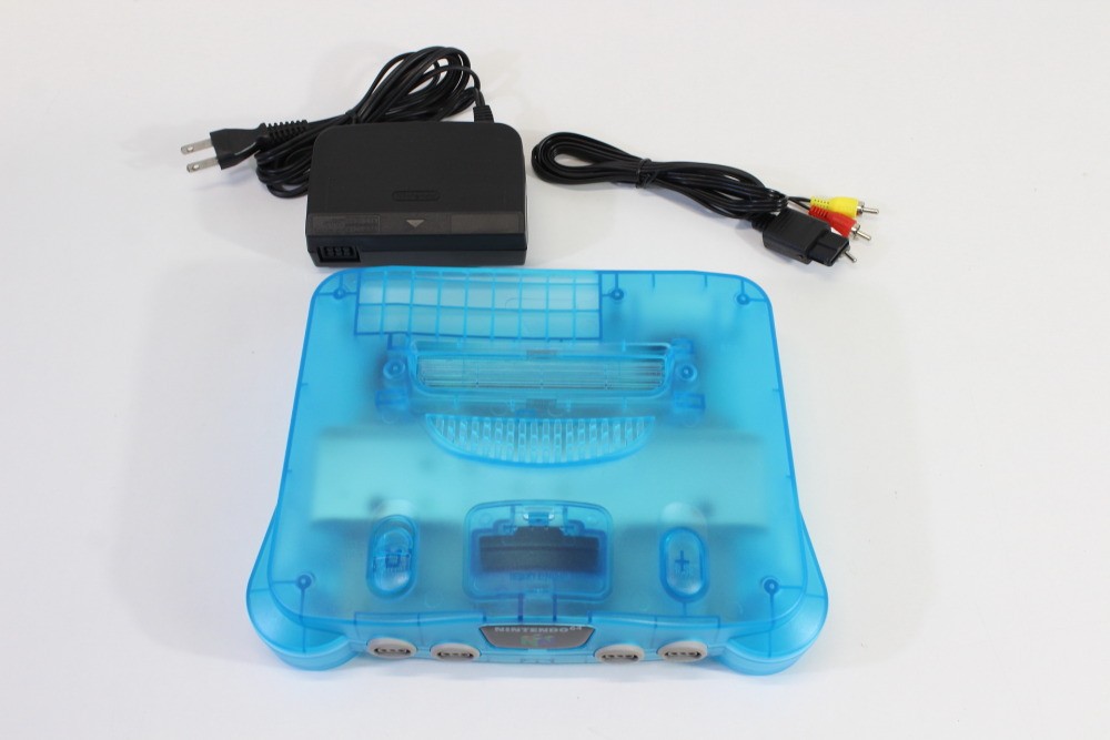 Nintendo 64 Clear Ice Sky Blue Console White LED Mod NTSC REGION FREE N64 AC AV