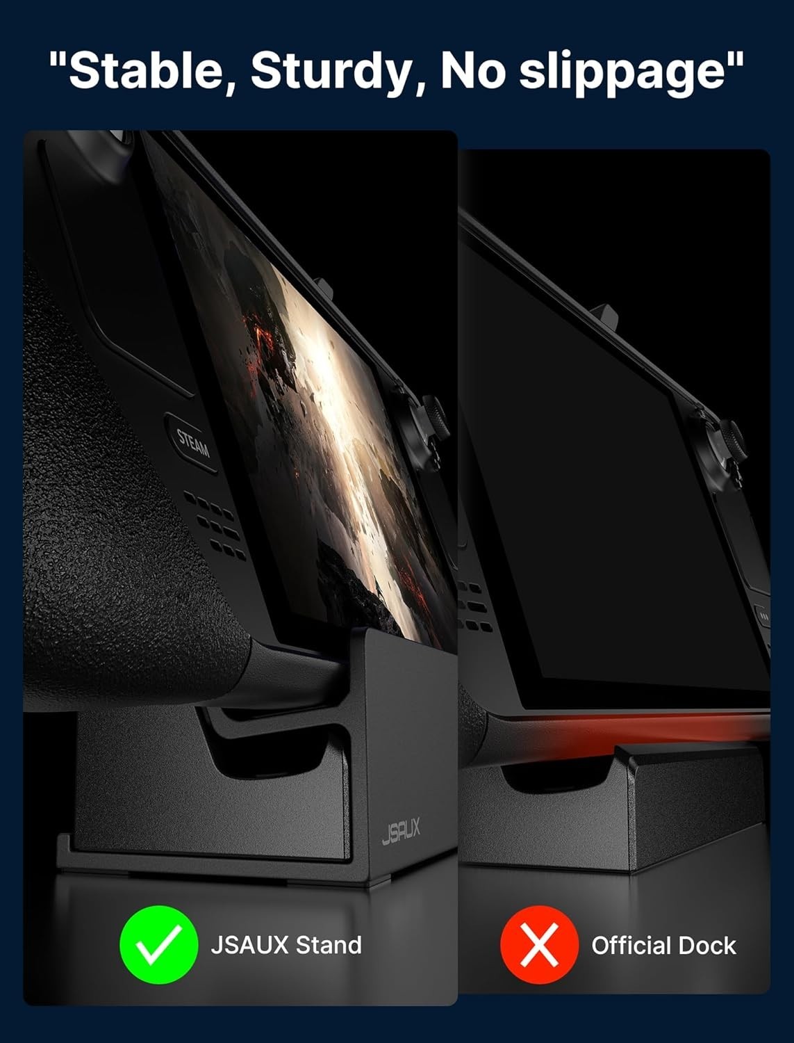Secure Anti-Slip Steam Deck Stand for Gaming with Protective Case Compatibility