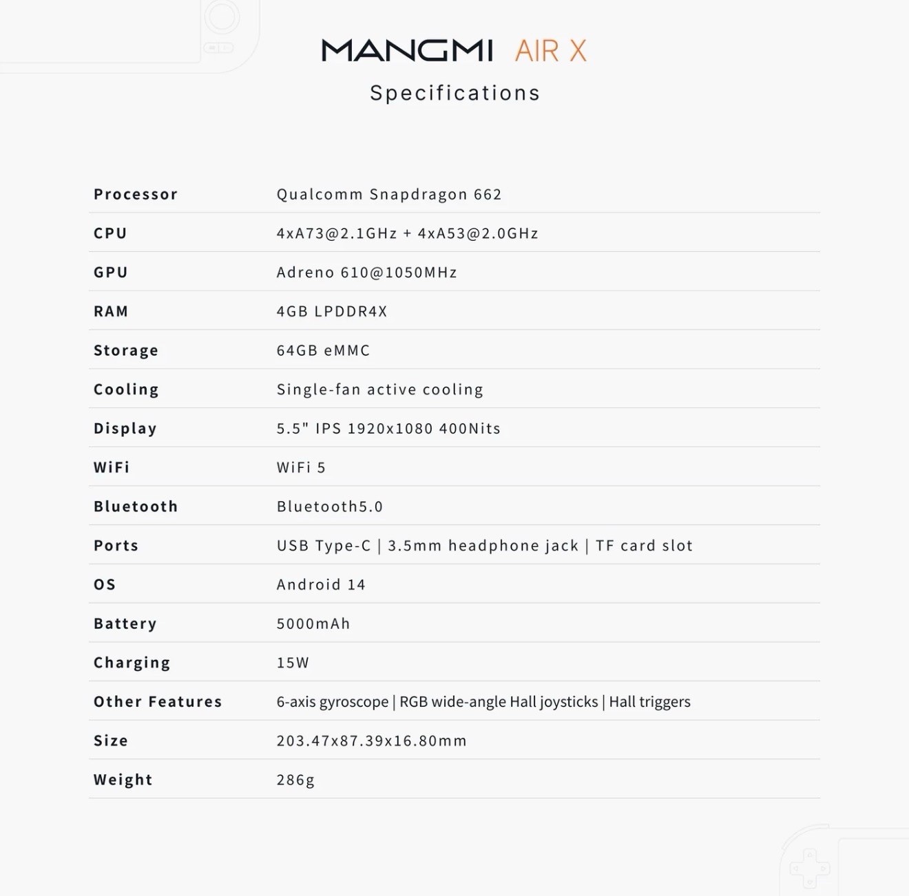 (BRAND NEW)Mangmi AIR X Android 14 Game Console 5.5″ IPS 64GB Beige Burgundy