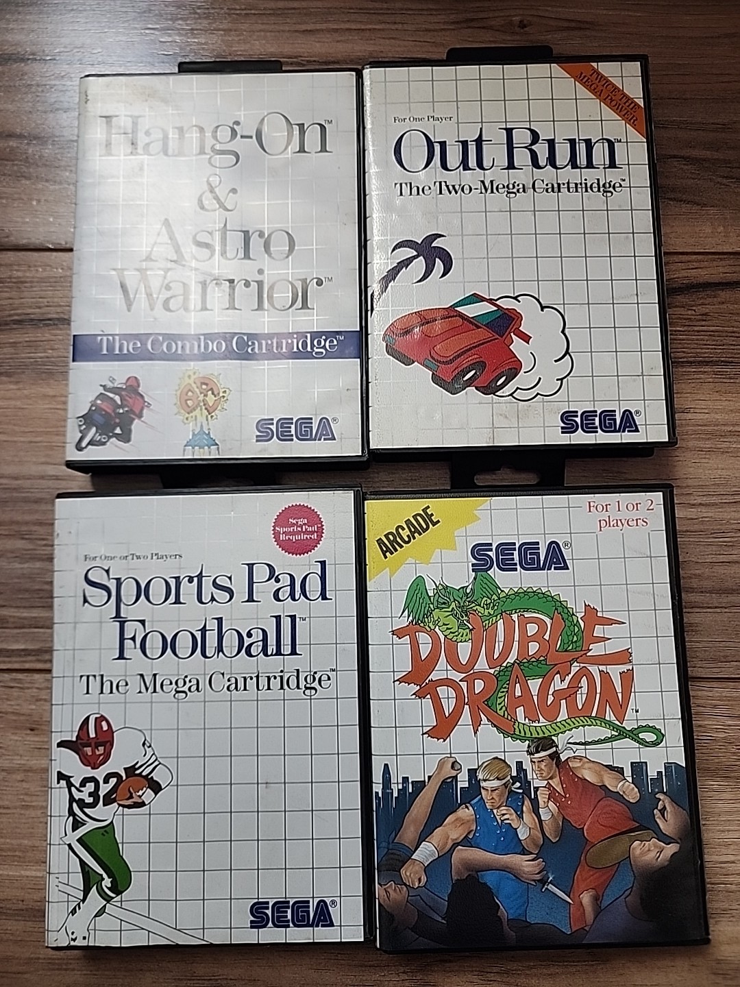 Sega Master System Game Lot Double Dragon, Out-run, Hang On & Astro Warrior