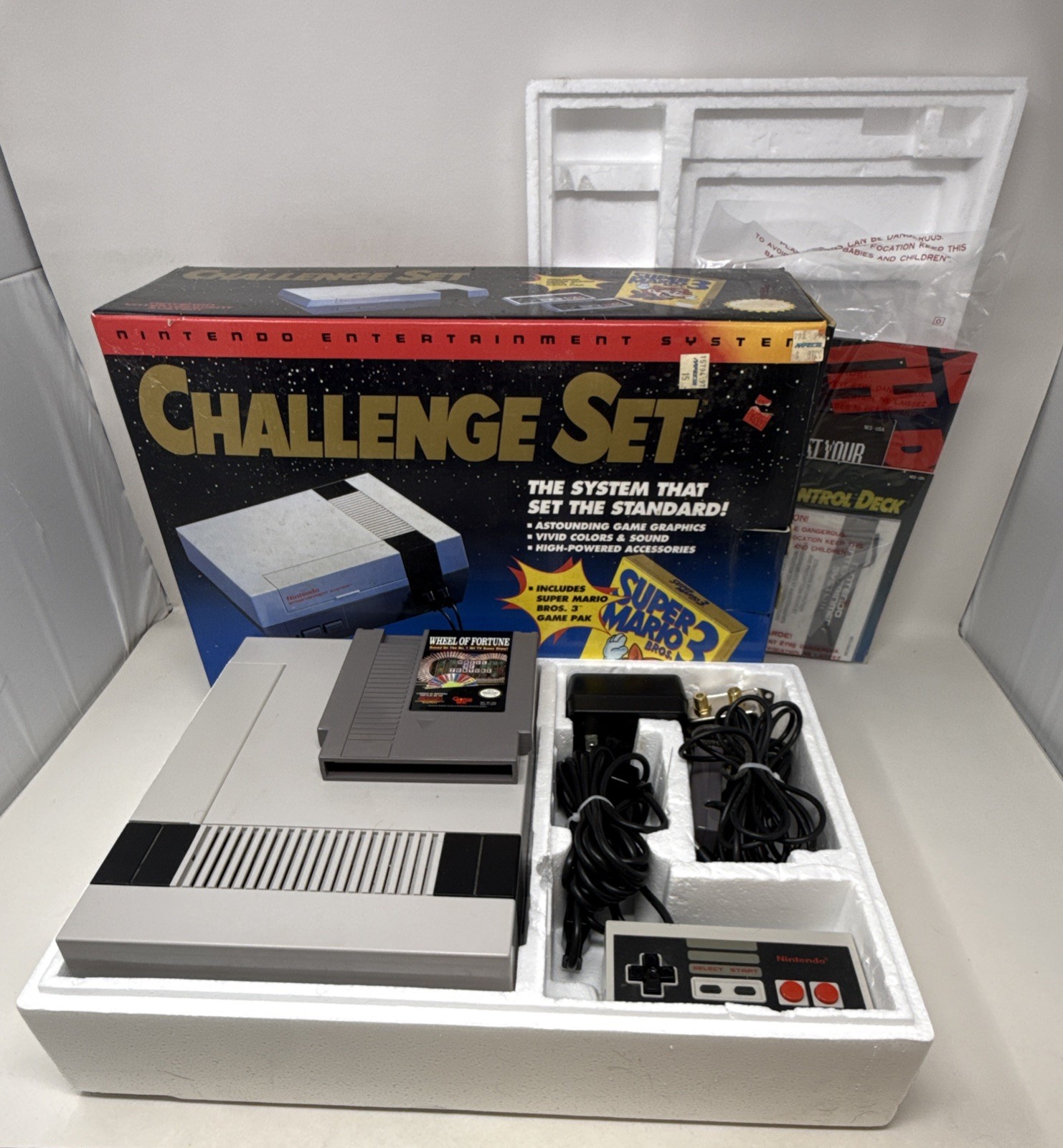 Nintendo NES Console Challenge Set Complete Tested W/ Wheel Of Fortune