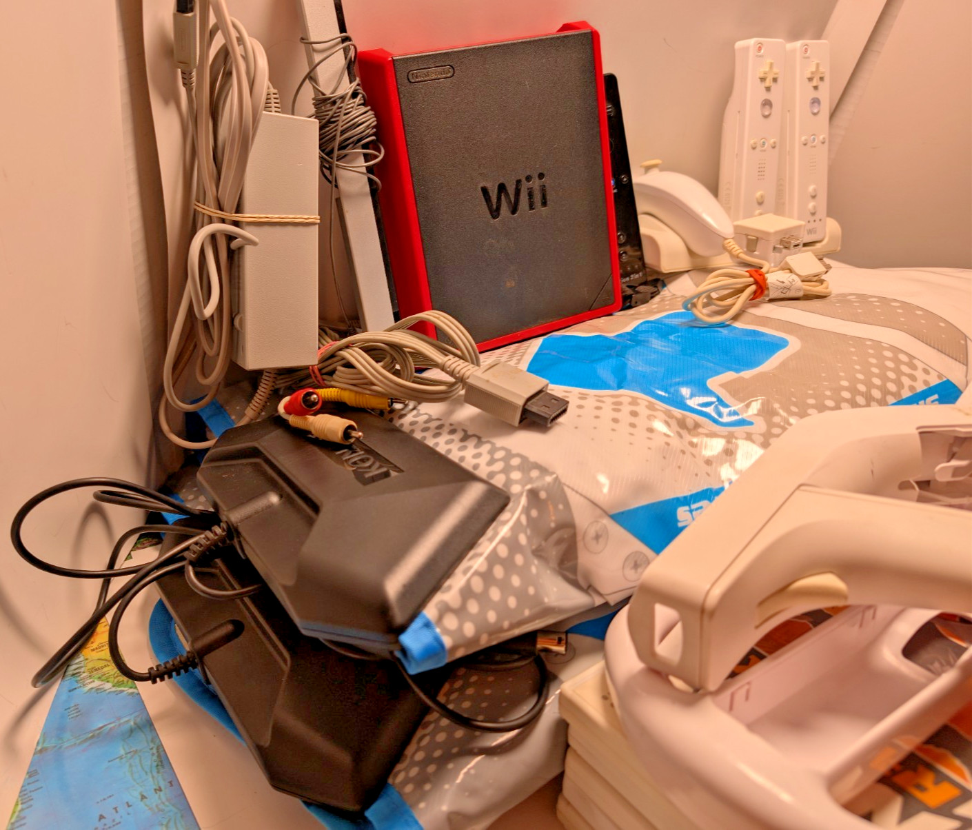 Nintendo Wii Mini Red Console Bundle 10 Games 3 Remotes 2 DDR Mats Tested