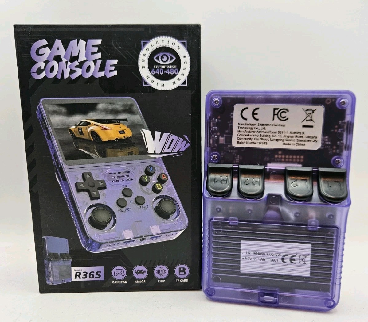 R36S Retro Handheld Console 64GB Purple WiFi Linux PSP N64 PS1 NDS GBA New