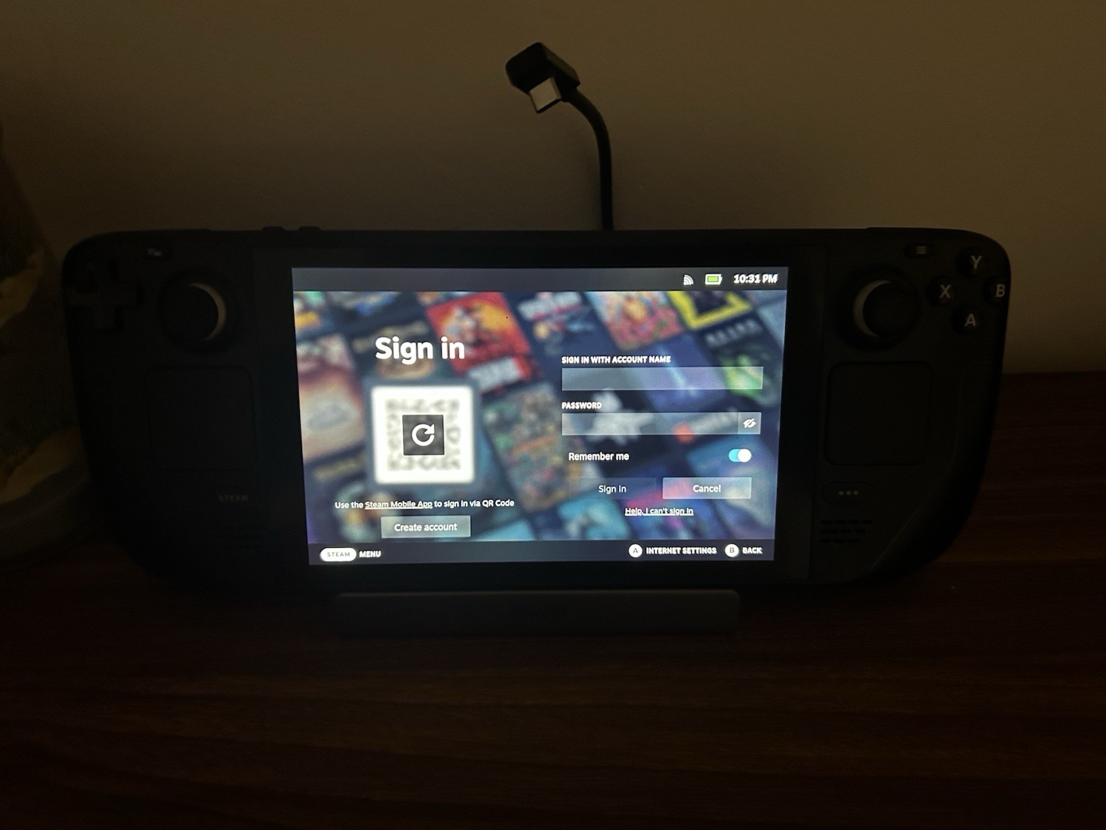 Valve Steam Deck glare resistant screen with 1tb sd card and anker dock