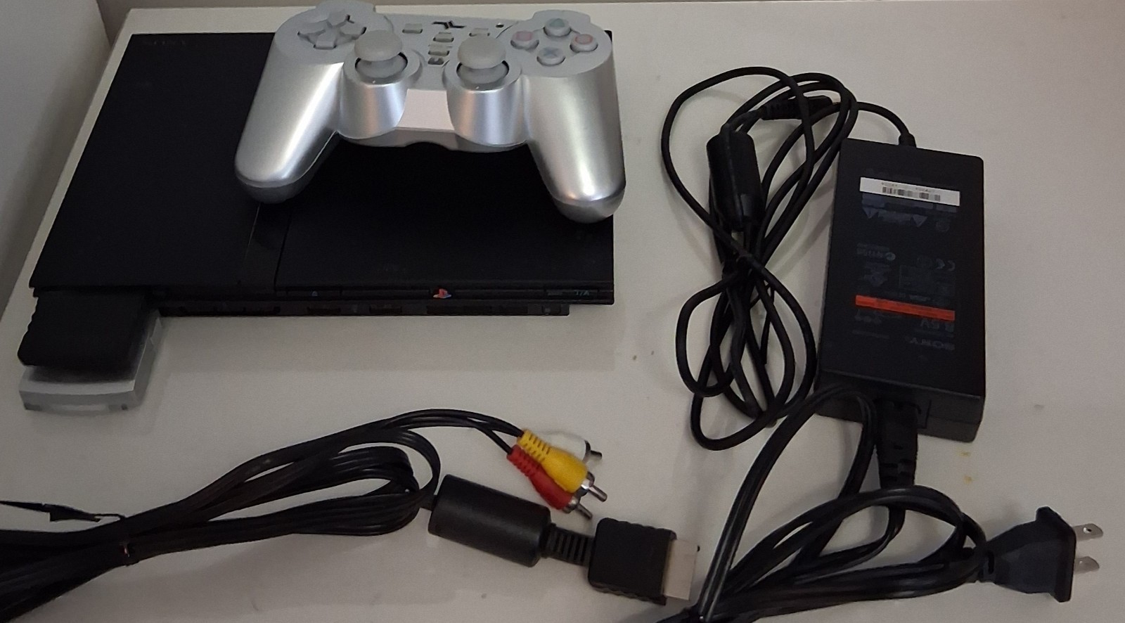 PlayStation 2 PS2 Slim Black Console Bundle SCPH-75001 Controller Cords Tested