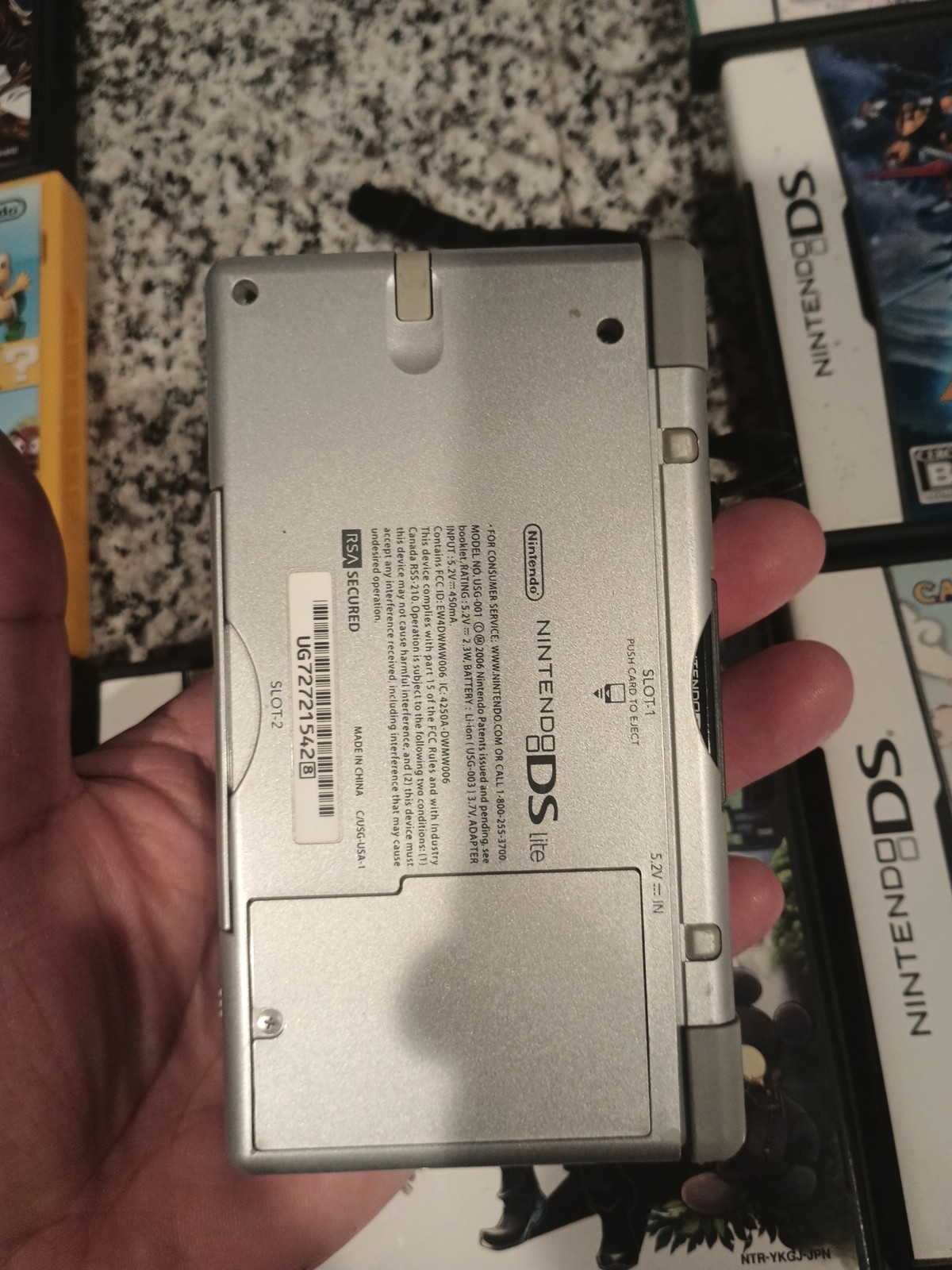 Nintendo DS Lite Launch Edition Silver Handheld System 11 Games