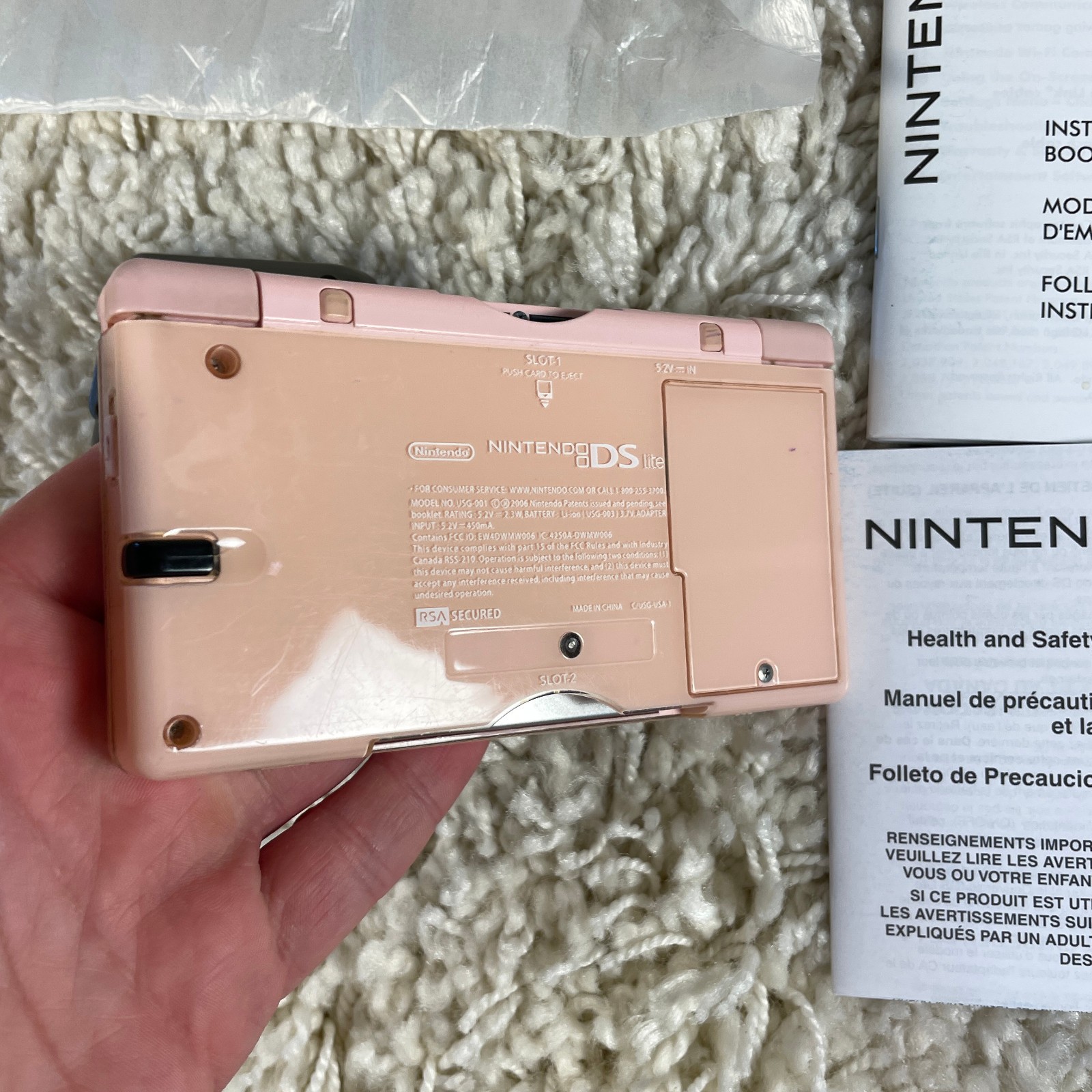Nintendo DS Lite Coral Rose Pink Handheld System USG-001 Complete In Box CIB