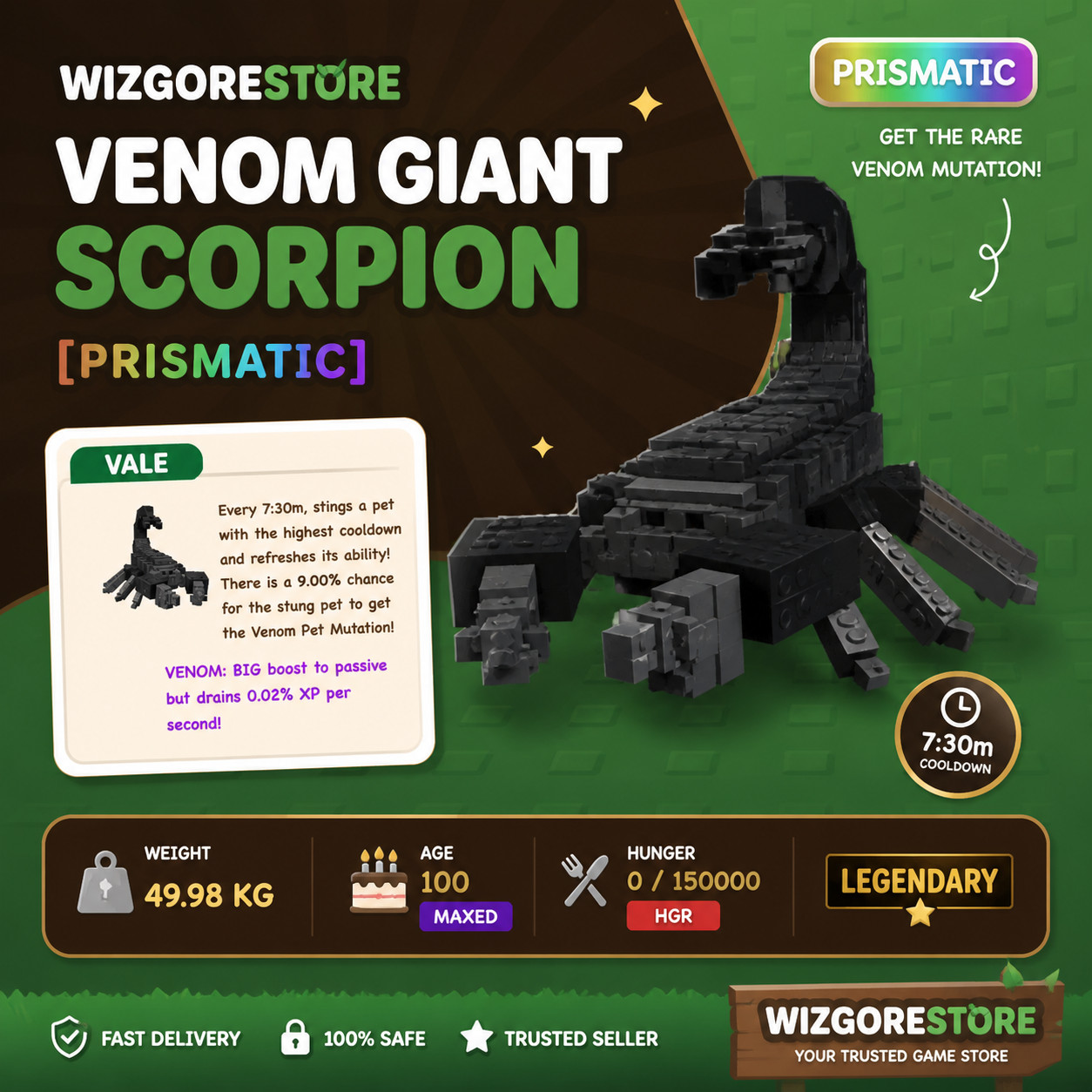 VENOM GIANT SCORPION 49kg+ – Roblox Grow A Garden