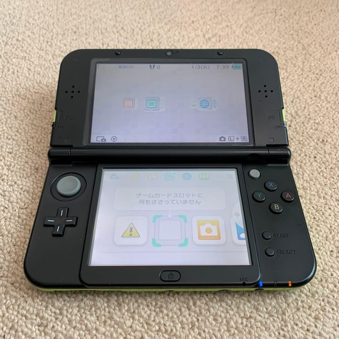 New Nintendo 3DS XL LL lime Black Console Stylus Working Tested Japanese ver