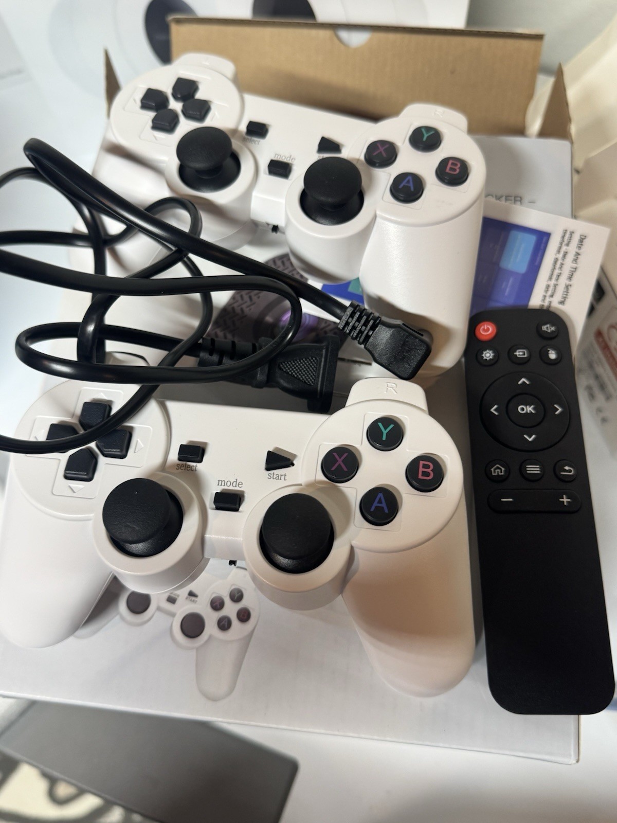 2-in-1 Game Projector Console w/ Built-In Games, 2 Wireless Controllers, Remote