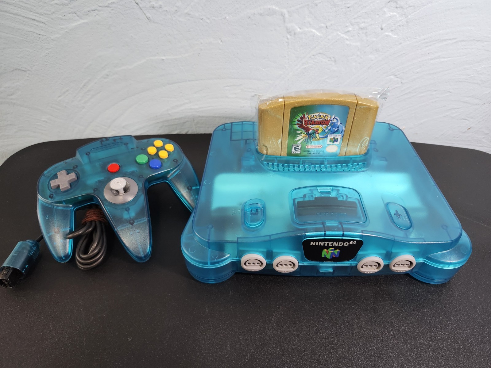 ICE Blue Custom Nintendo 64 with OEM Controller Repo Stadium 2 Tested Working VG