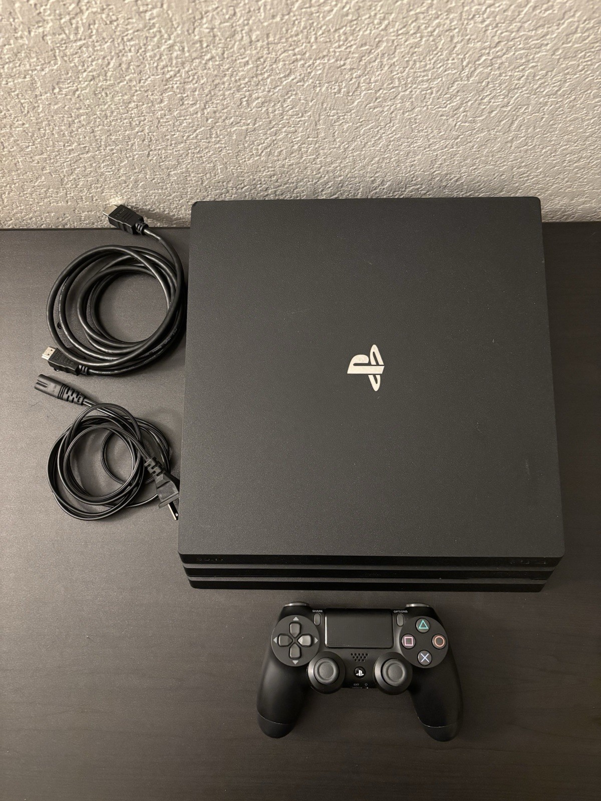 PS4 Pro Console with Cables and Controller-Broken HDMI Port-For Parts or Repair