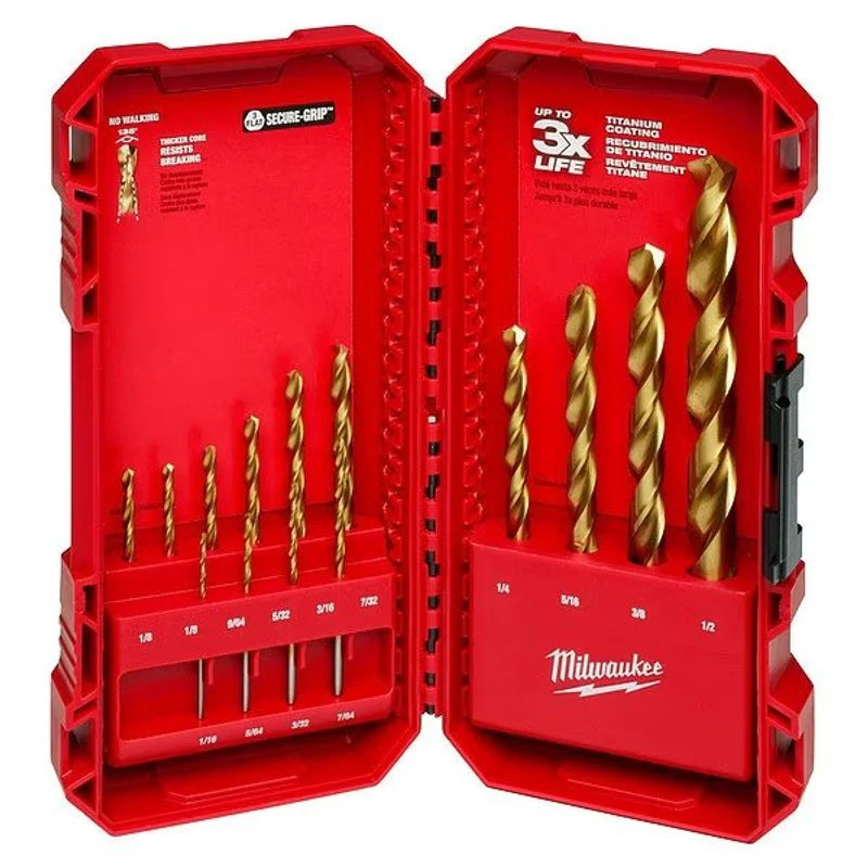 Juego de brocas con revestimiento de titanio Thunderbolt – 14 piezas, fuerte adh