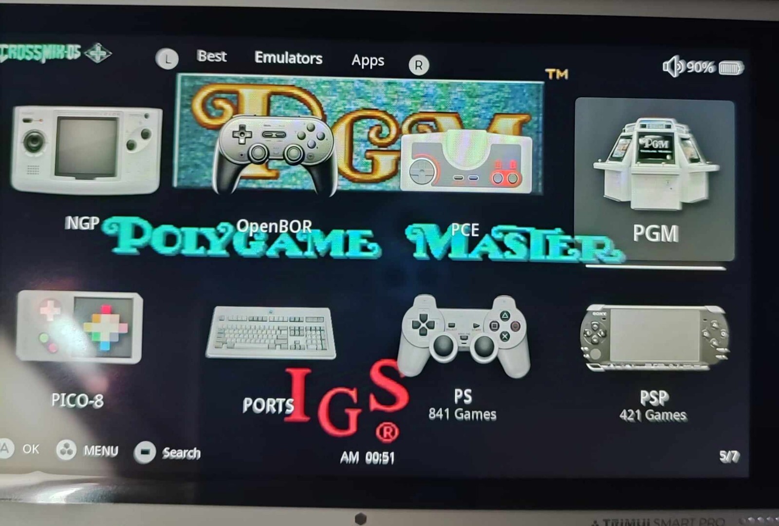 TRIMUI SMART PRO CROSSMIX 256GB SANDISK 60000 Games CONSOLE DISPLAY 5 GRAY
