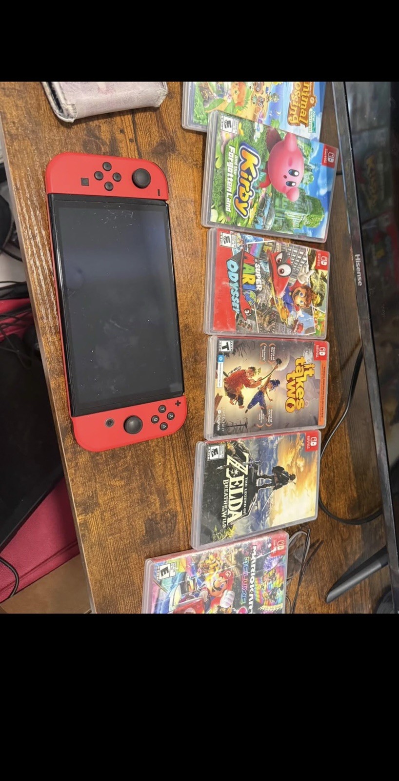 Nintendo Switch (OLED Model) HEG-001 Mario Red Edition 64GB Console +6 games