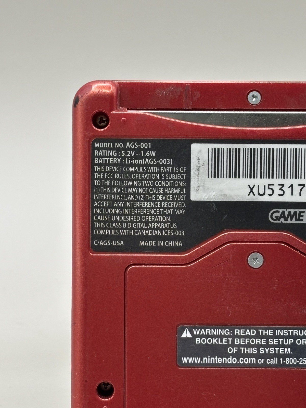 Nintendo Game Boy Advance SP – Flame Red (G37) READ DESCRIPTION