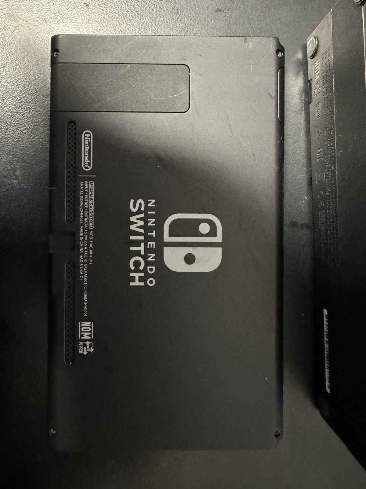 Nintendo Switch HAC-001 Console Only With Dock Black Tested Powers On No Joy-Con