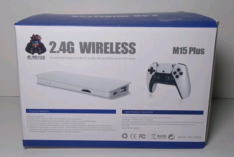 4K Game Stick Pro HDMI Wireless Retro Console 64GB + 2 Controllers M15 Plus NIB