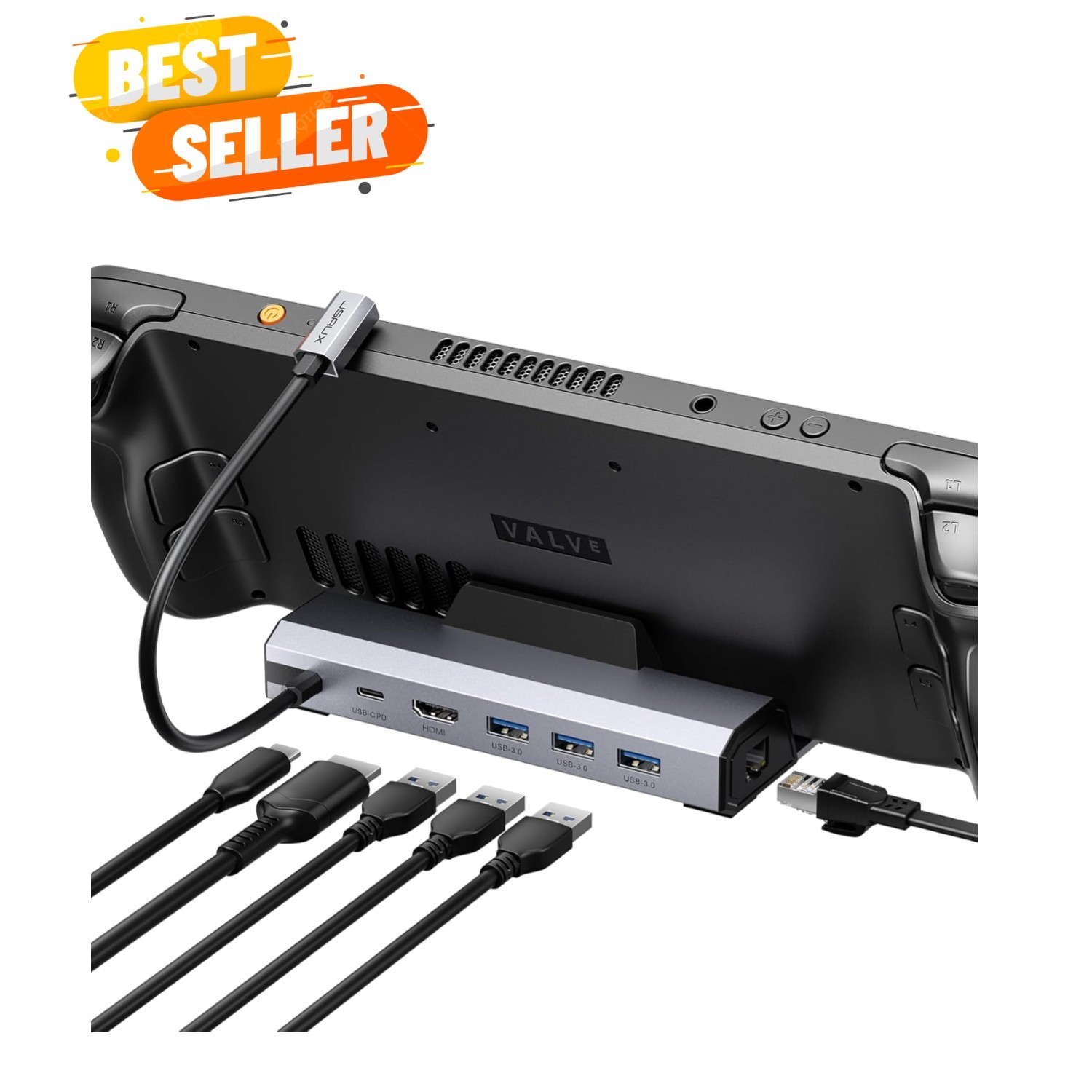 Compact 6-in-1 Dock: 4K@120Hz HDMI & Gigabit Ethernet for Seamless Gaming