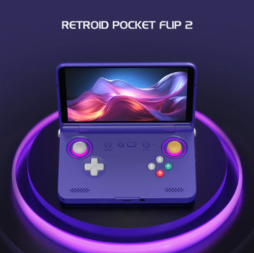 ICE BLUE Retroid Pocket Flip 2 Handheld OLED Screen, Hall Sticks