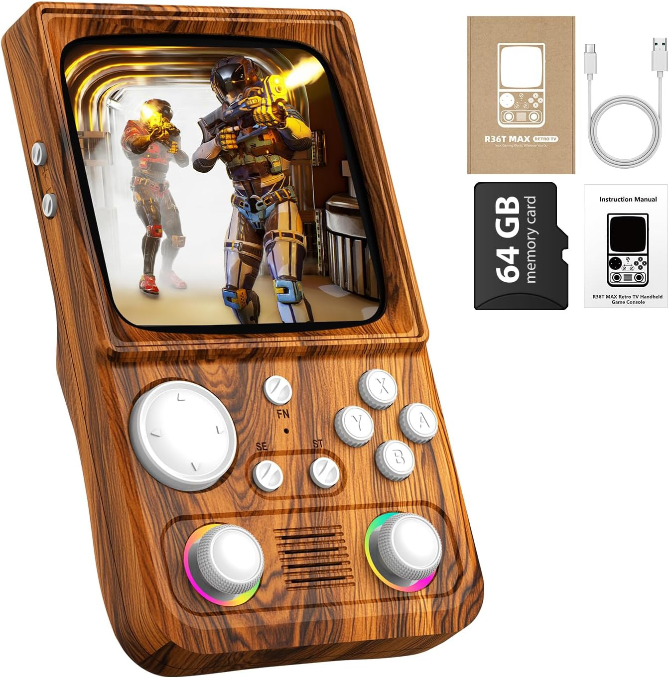 R36TMAX Retro Gaming Console with 18000+ Games, 4″ IPS Screen, 64GB Storage