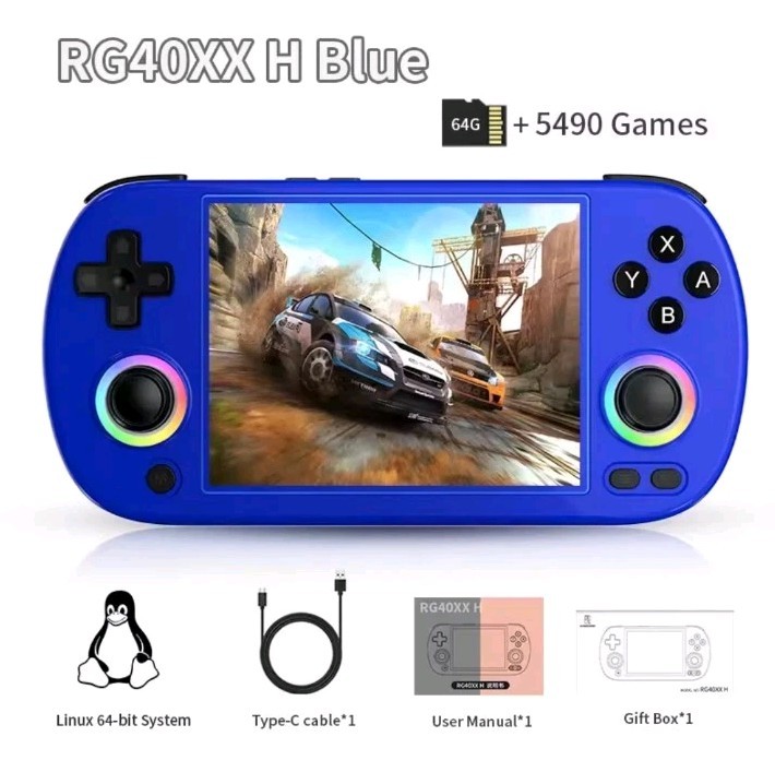 ANBERNIC RG40XX H 64GB, WIFI Bluetooth IPS 4.0″ RETRO LINUX LAPTOP CONSOLE
