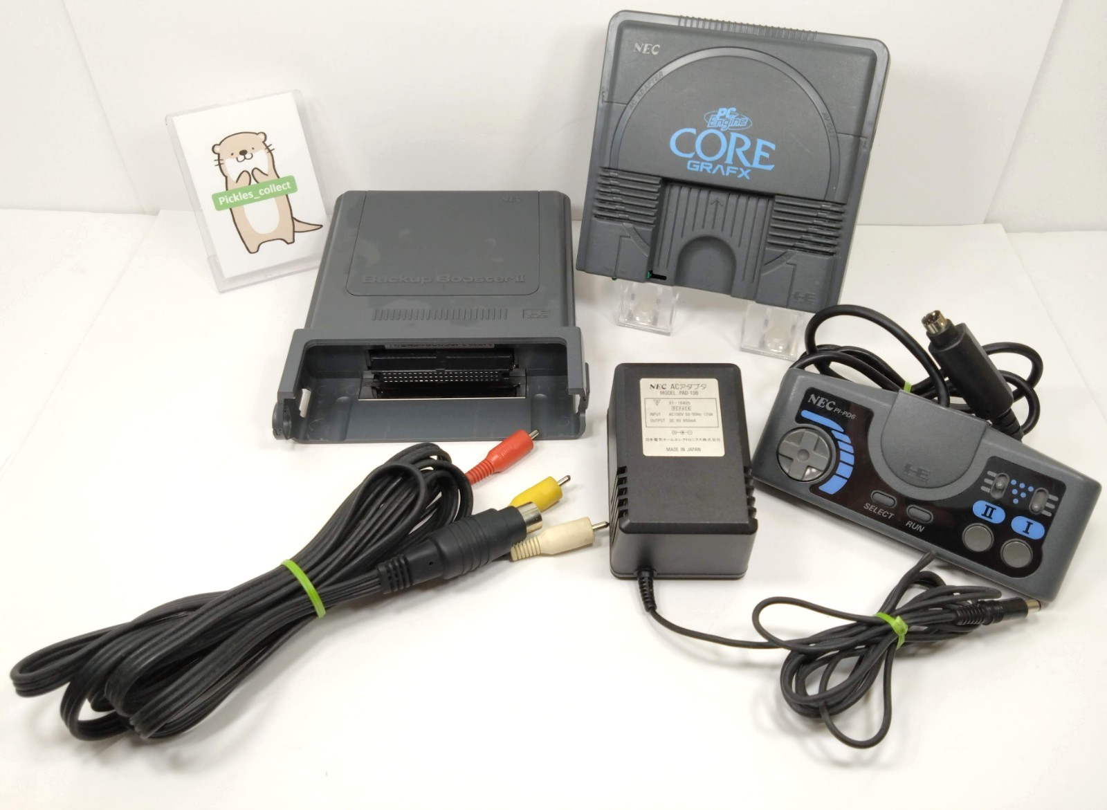 PC Engine Core Grafx PI-TG3 w/Backup Booster II PI-AD8 Tested NTSC-J NEC 1207E