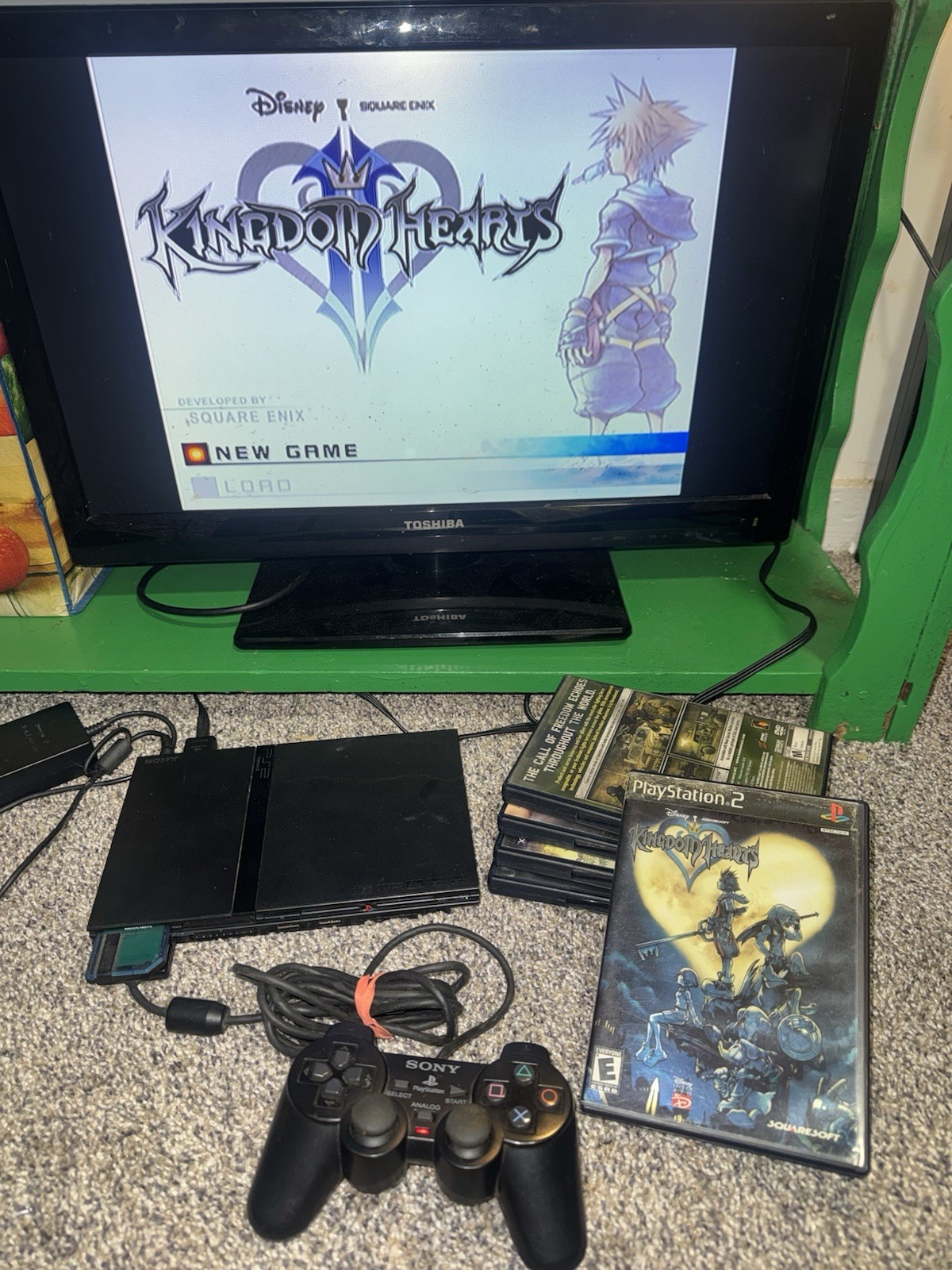 Sony PlayStation 2 Bundle 8mb Card 4 Mystery Games And Kingdom Hearts/Controller
