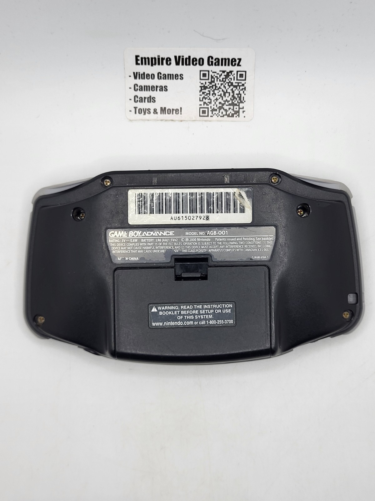 Nintendo Game Boy Advance Gaming Console – Black W/Battery Cover – Tested, Works