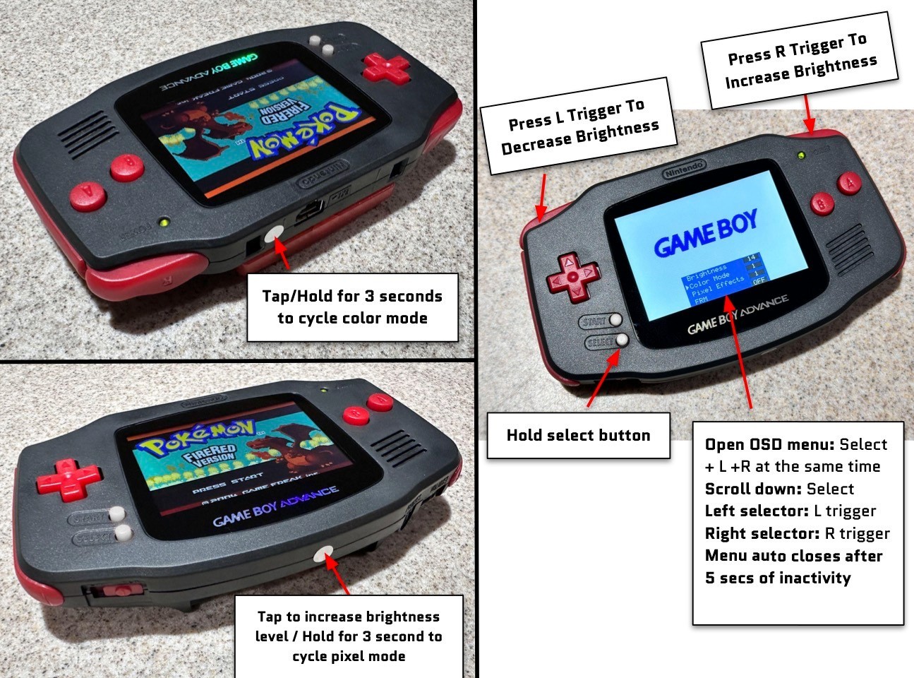 Nintendo Game Boy Advance GBA Clear Blue System 101 IPS LCD Backlit BRIGHTER