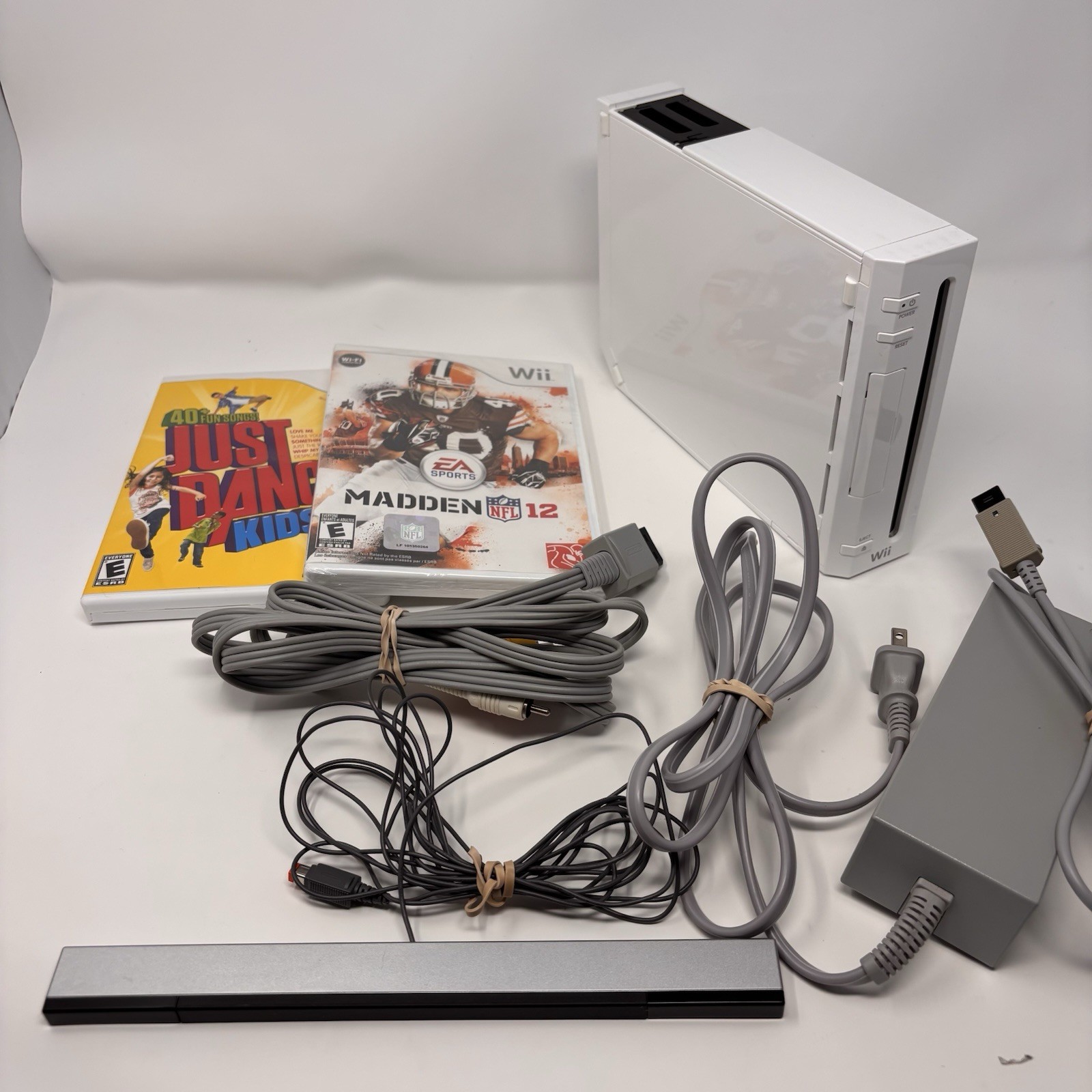 Nintendo Wii Console Bundle RVL-001 W/ Accessories, 2 Games, NO CONTROLLERS