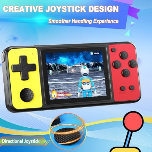 32 Bit Handheld Games for Kids Built-in 139 Video Games,3.0″ IPS Yellow-red