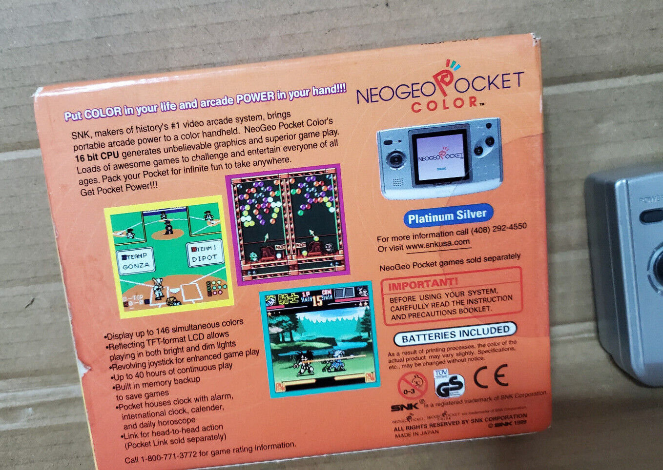 Neo Geo Pocket Color SNK Handheld Console in Box CIB TESTED US Version