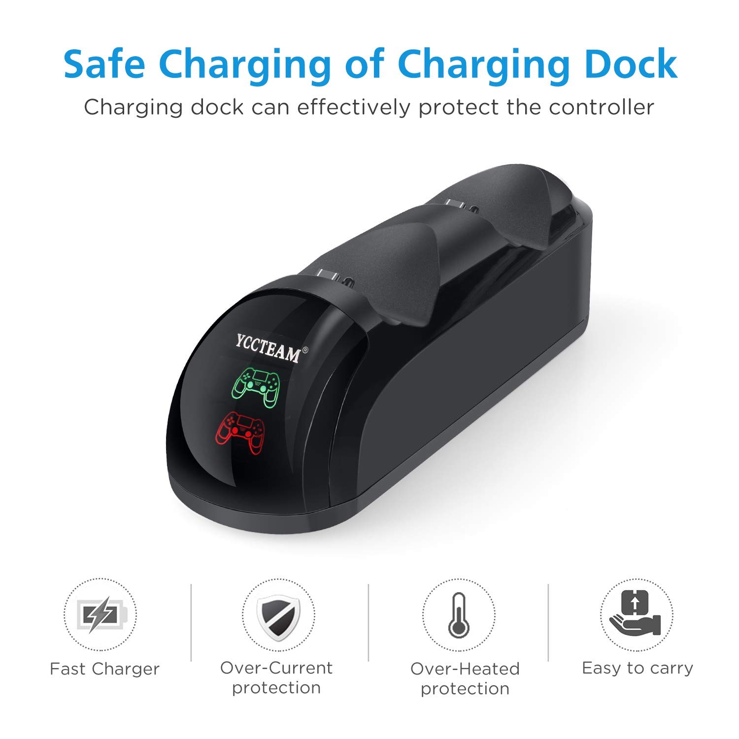PS4 Controller Charger, Upgraded Fast-Charging Port Docking Station black