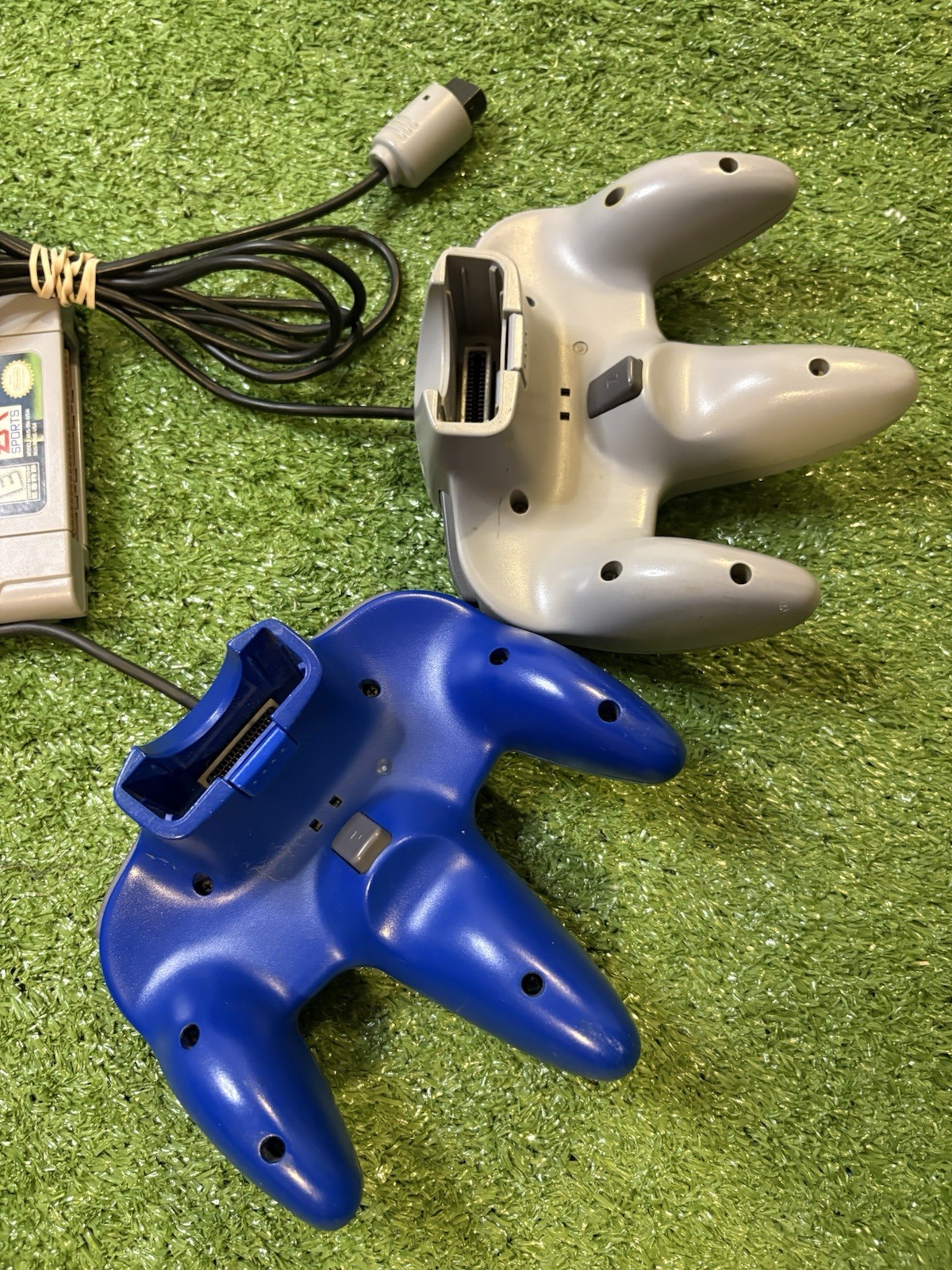 Original Nintendo 64 Controllers + Madden 99 Bundle Gray Blue NFL N64 OEM
