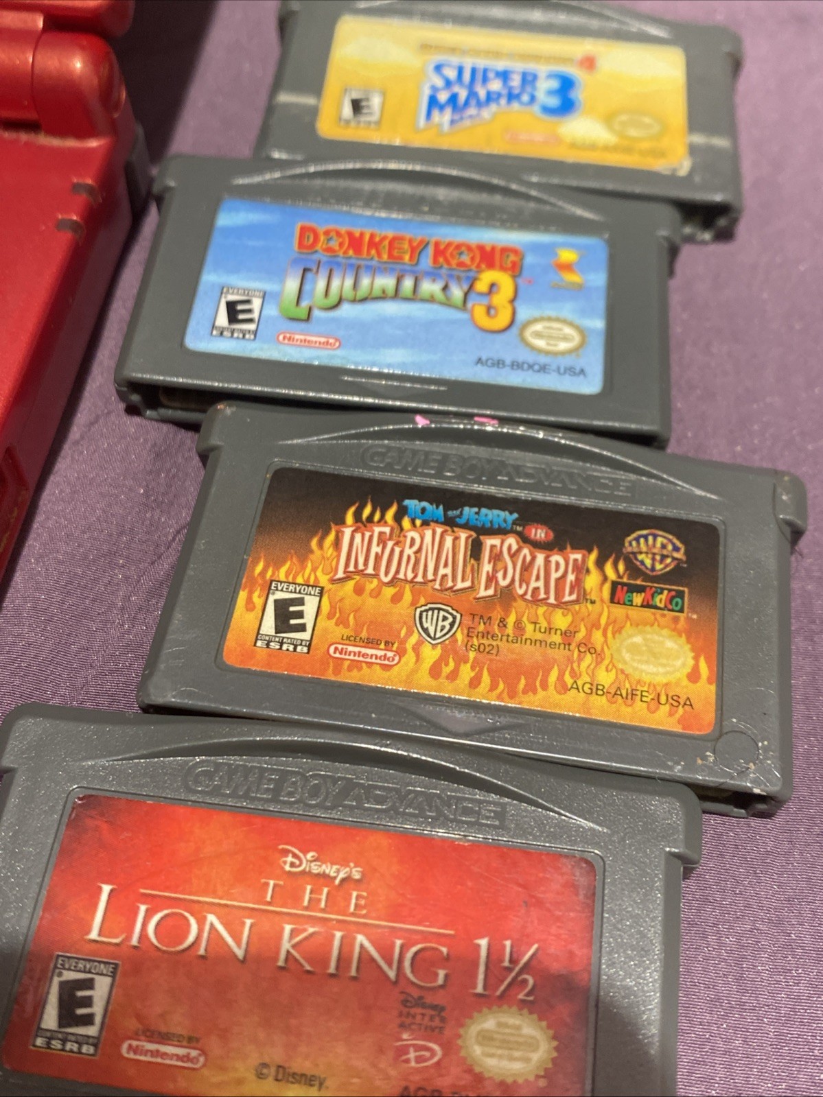 GBA SP Console Flame Red AGS-001 Nintendo Game Boy Advance Tested W/ Games Case