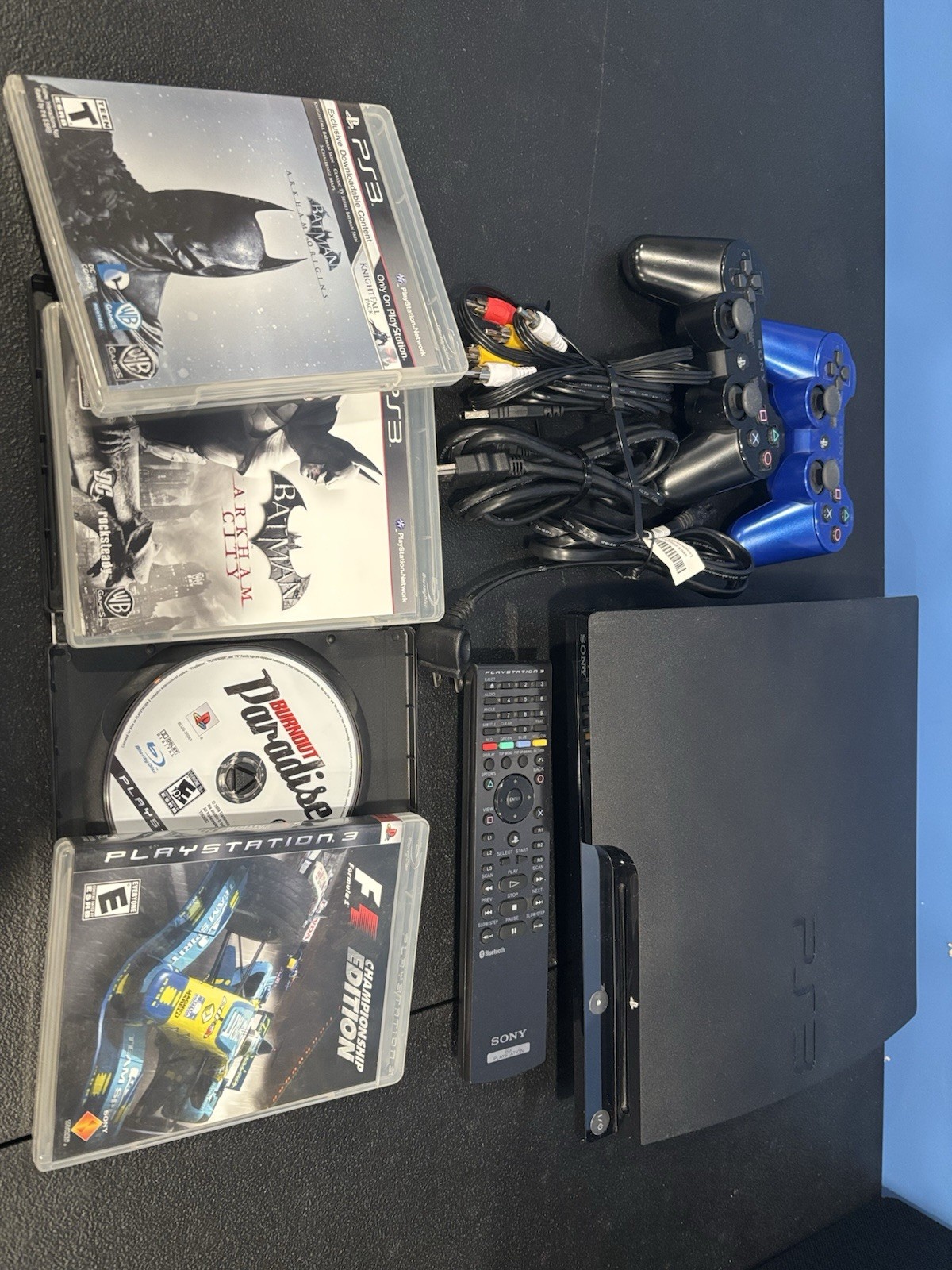 Sony PS3 Slim 120GB Console CECH-2001A Working +2 Controllers, 4 Games, Remote