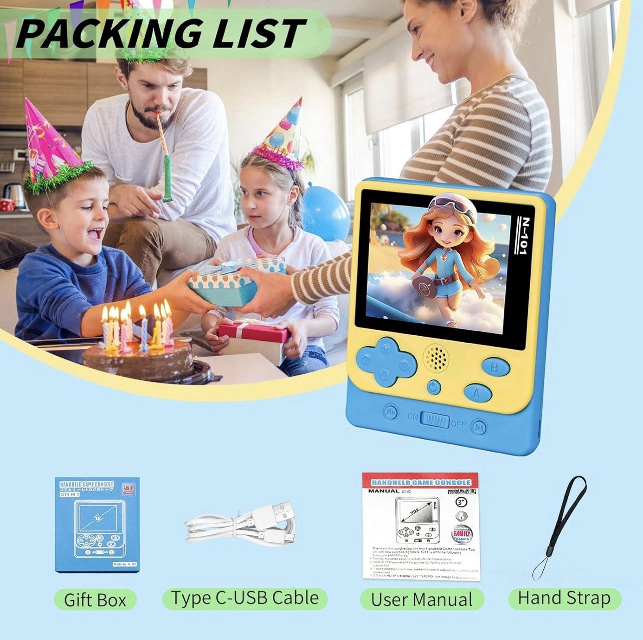 319 In 1 Handheld Game Console 2.5” Color Screen
