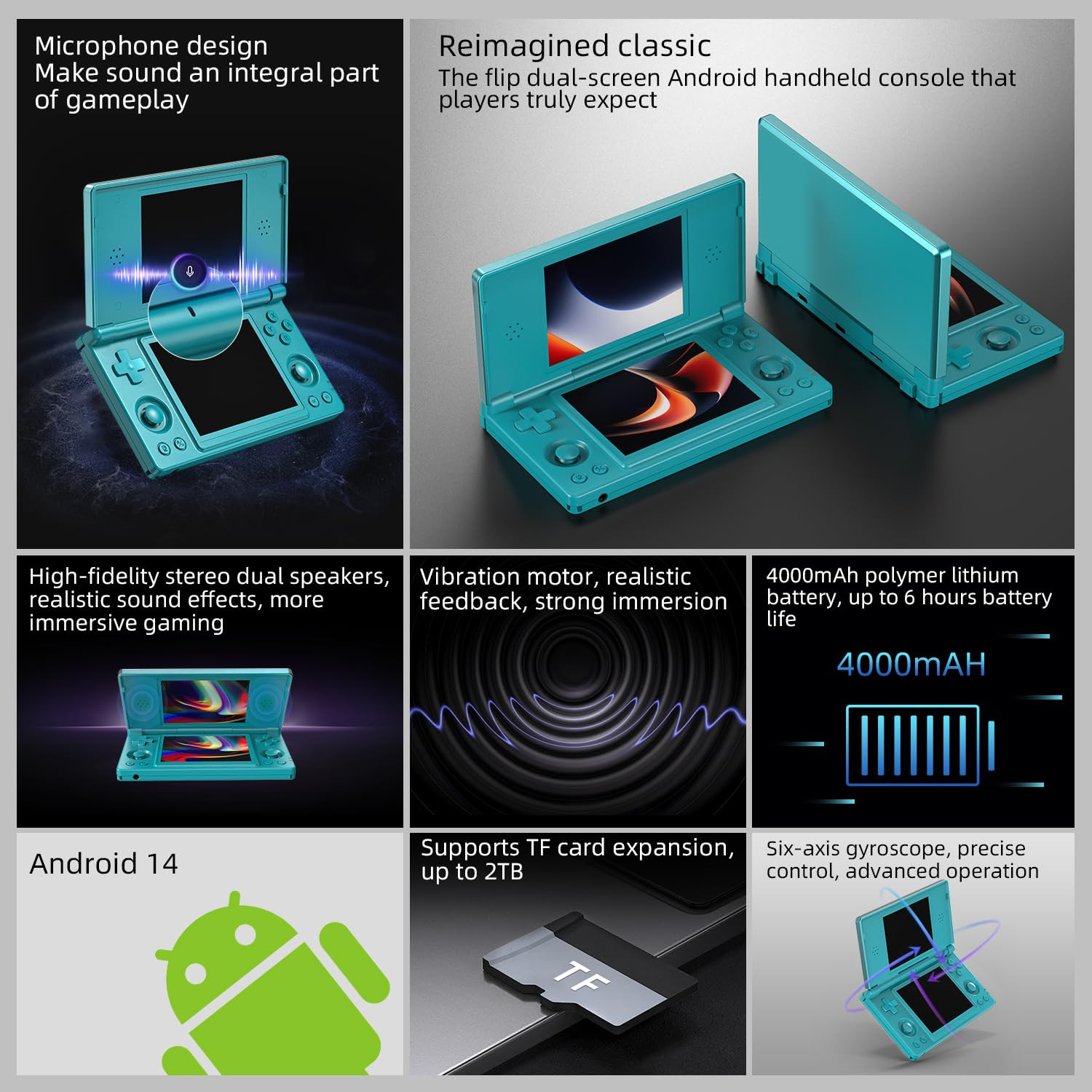 RG DS Foldable Handheld Game Console RK3568 Anbernic RG DS Android 14 System Two