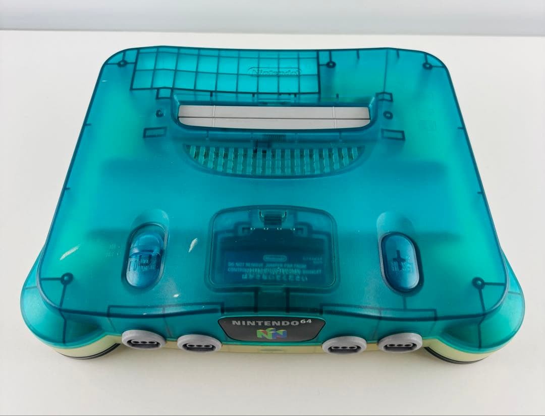 Nintendo 64 Clear Blue Console Set Tested Controller AV Power Adapter JP