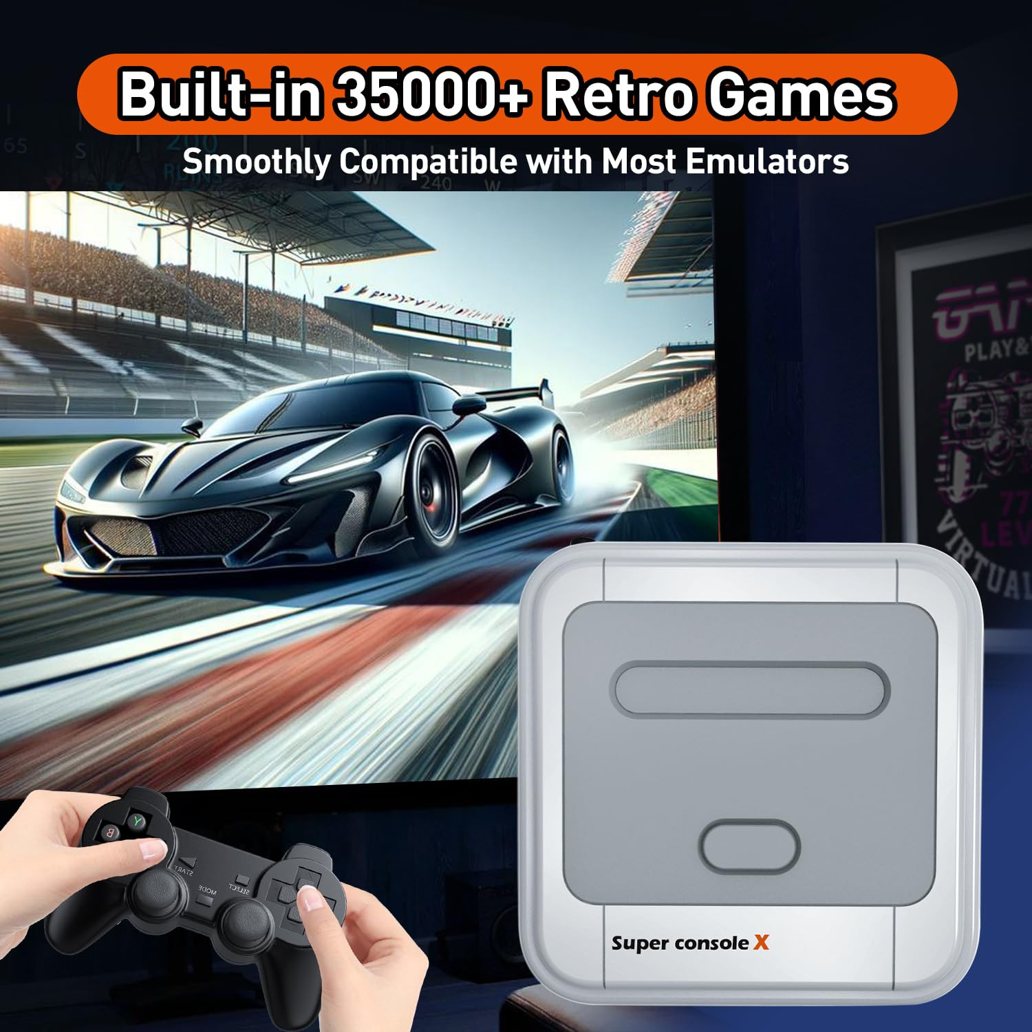 Super Console X Video Game Console Built in 35,000+ Games,Retro Game Console for