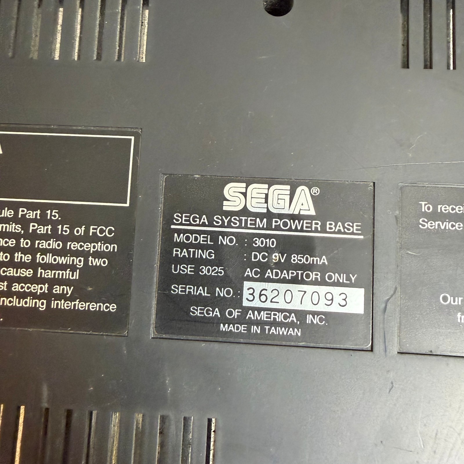 Sega Master System 3010 Black Power Base Home Video Gaming Console Only