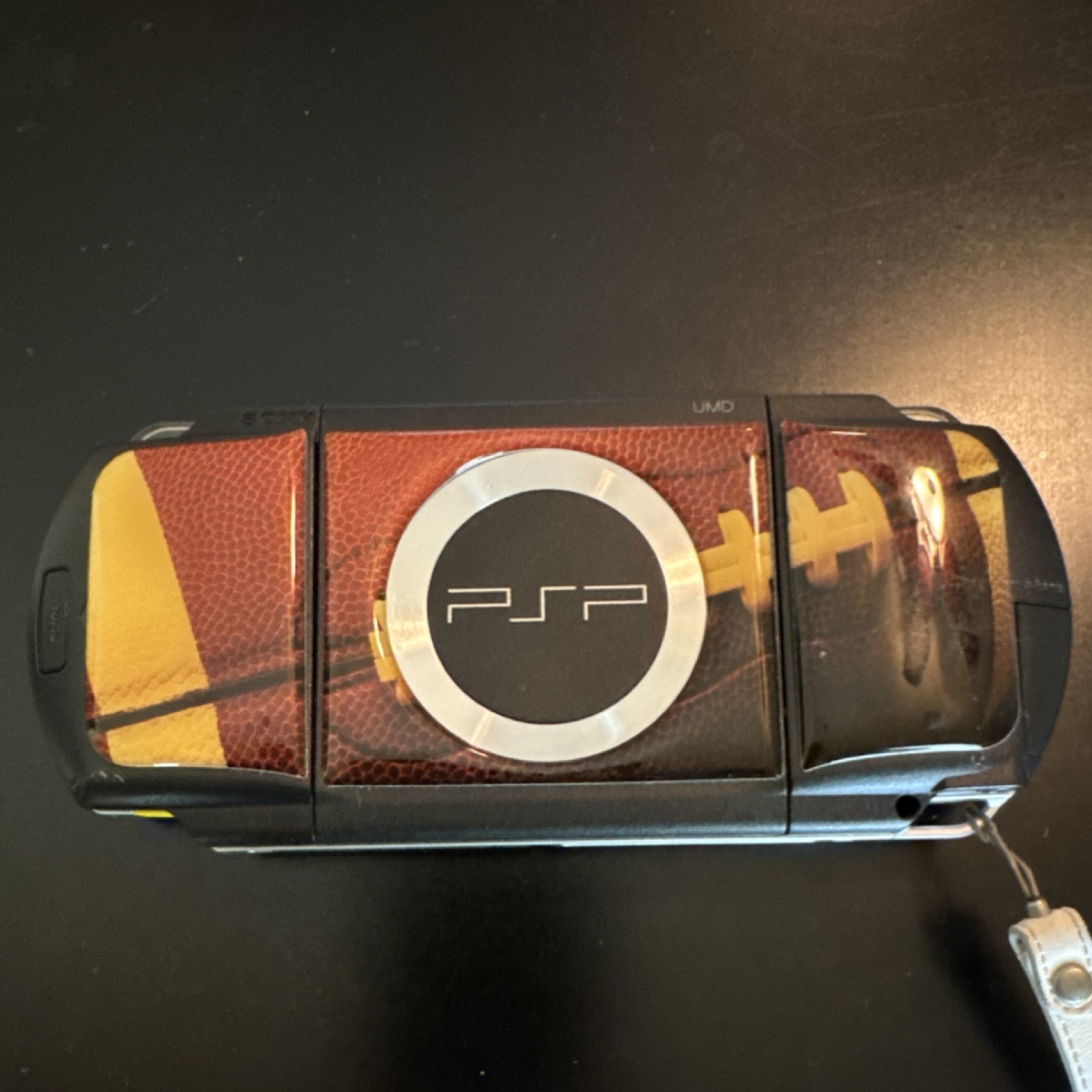 Sony PSP Handheld Console Football Skin Brown Yellow Black with Wrist Strap