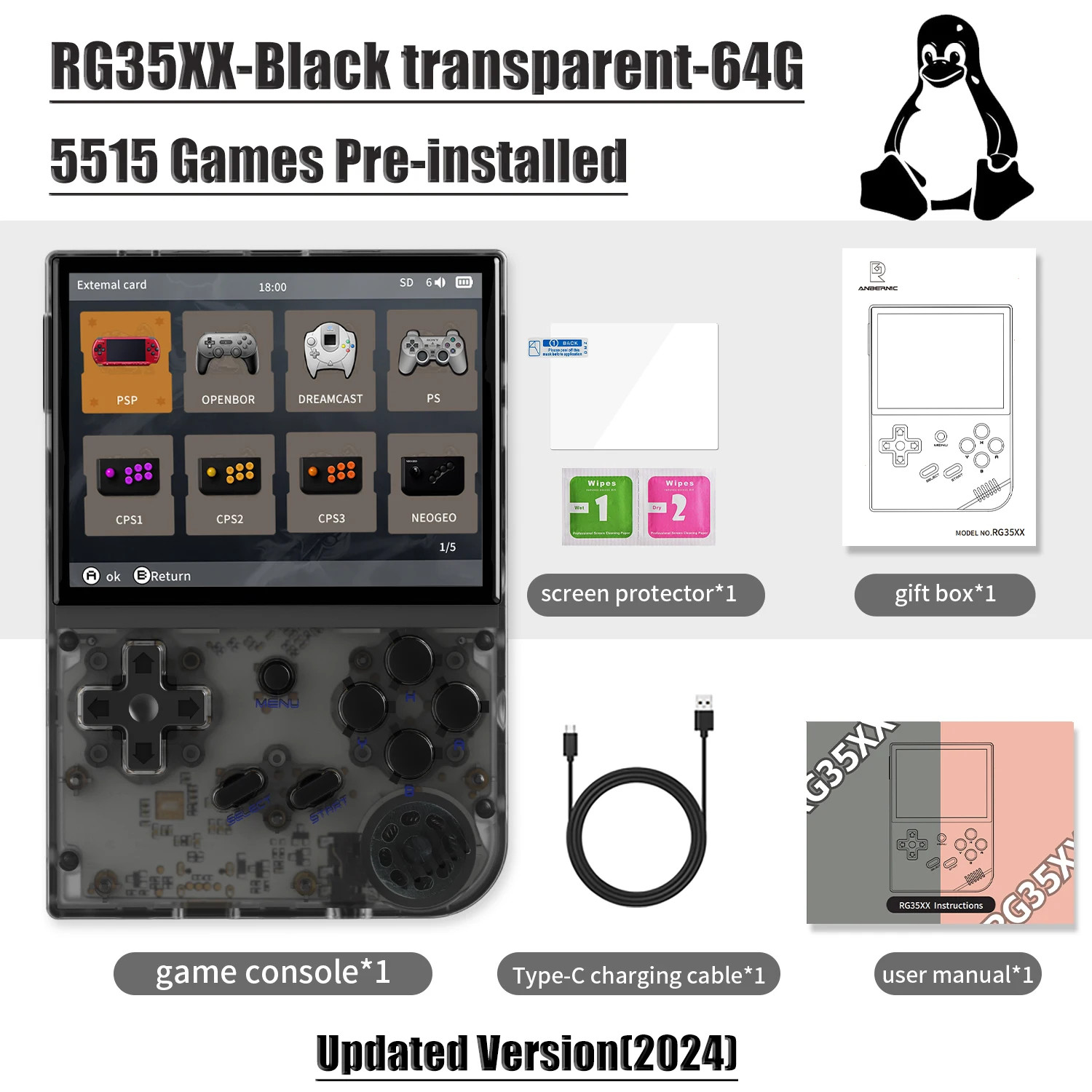 64 Bit RG 35XXPRO RG35XX plus Retro Handheld Game Player Built-In 64G TF 5K+ Cla
