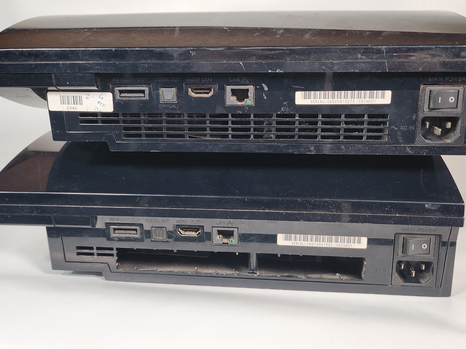 Two Sony PlayStation 3 PS3 Cechk01 Fat Consoles 80G (Both working with issues)