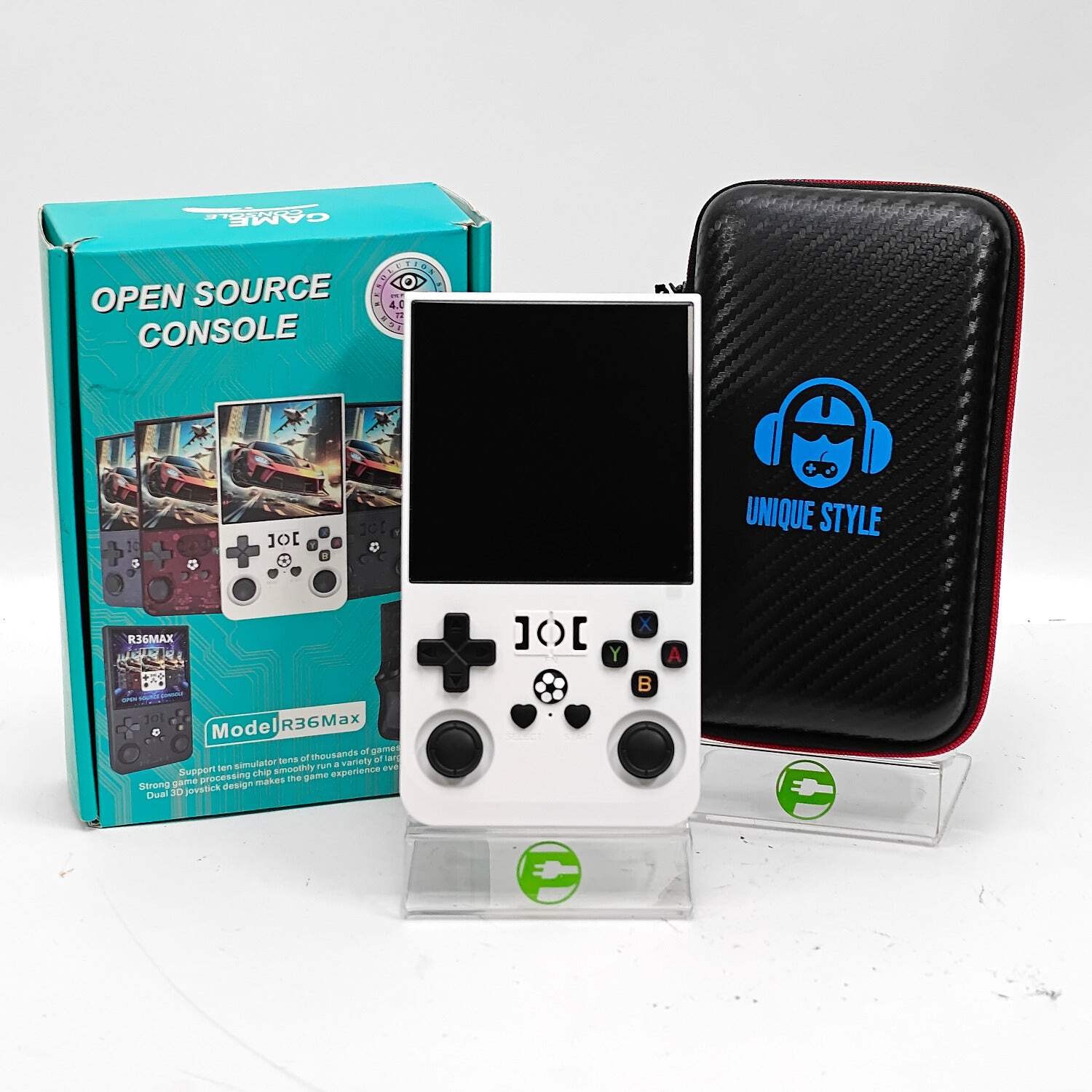 New R36Max Open Source Console Retro Handheld Gaming Console 128GB White