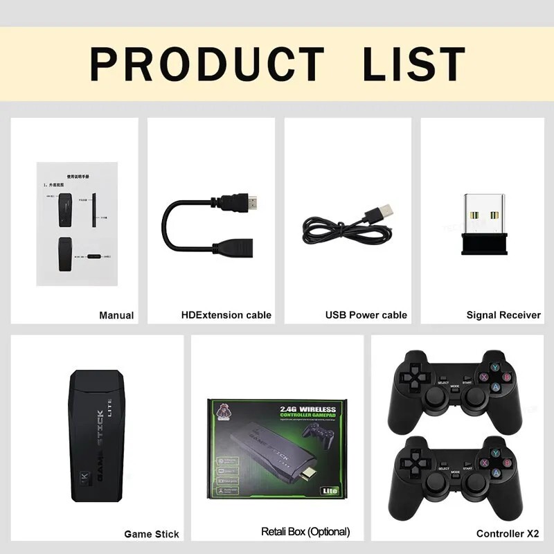 4K HD 32GB/64GB Retro Game Console 20000 Games Wireless Controller HDMI PlugPlay