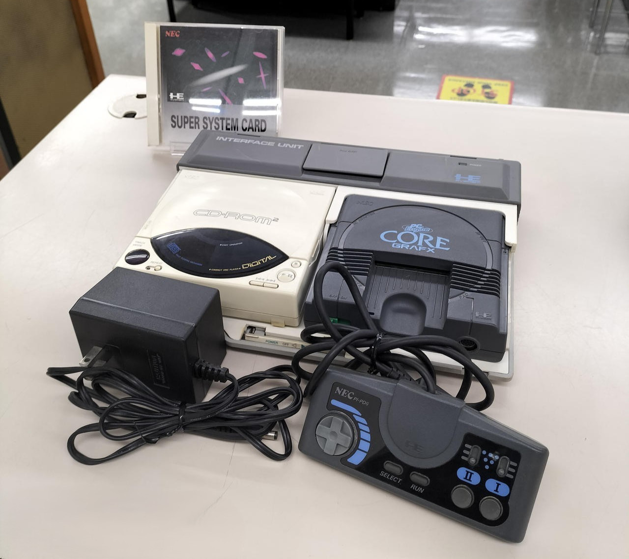 NEC PC Engine Coregrafx PI-TG3 Console + Interface Unit IFU-30 CD-ROM2 System