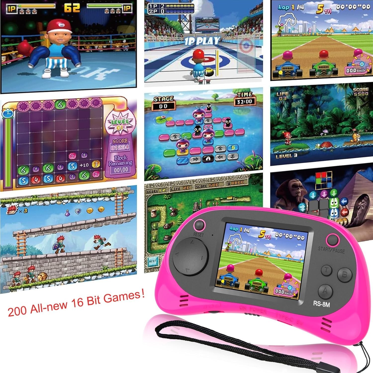Kids Handheld Portable Video Game Player with 200 Games – 16 Bit 2.5 Inch IPS…