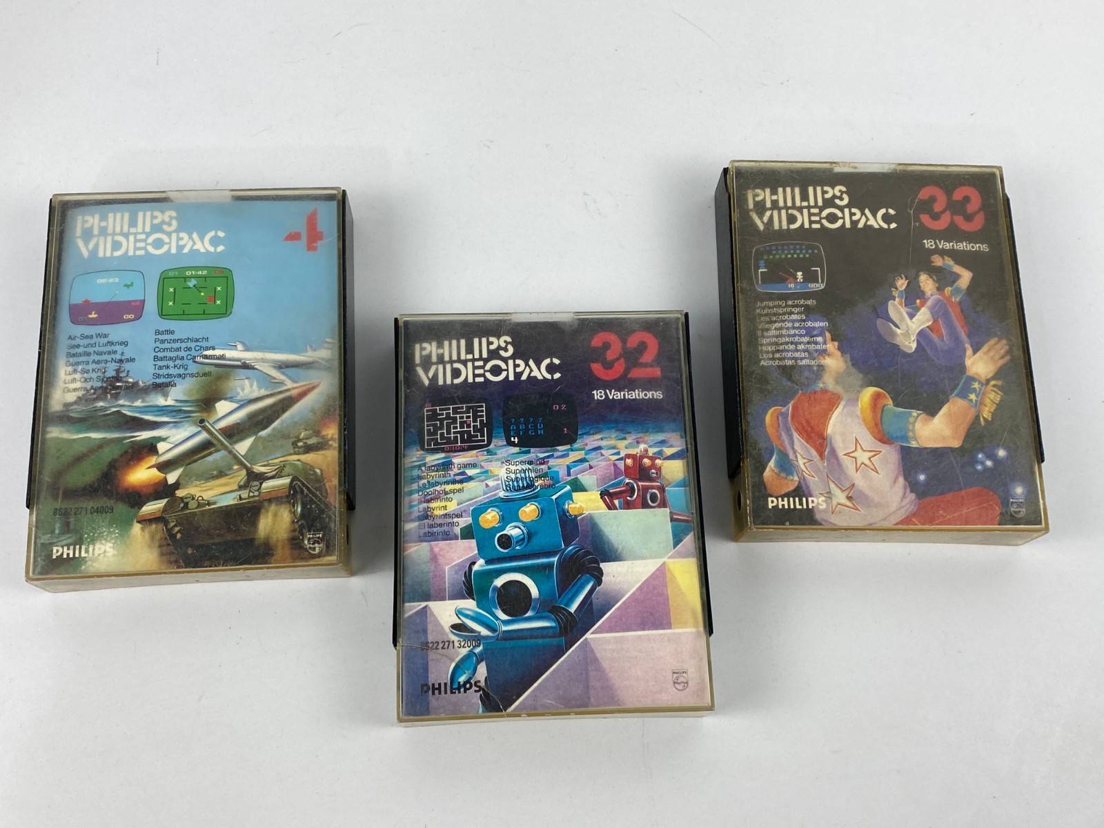 Vintage PHILIPS VIDEOPAC G7400 VideoPac+ Odyssey 4,32,33 Cartridges Games lot 3